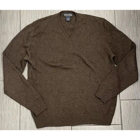 Brooks Brothers Other - Vintage Brooks Brothers Brown V-Neck Sweater Extra Fine Italian Lambswool Large